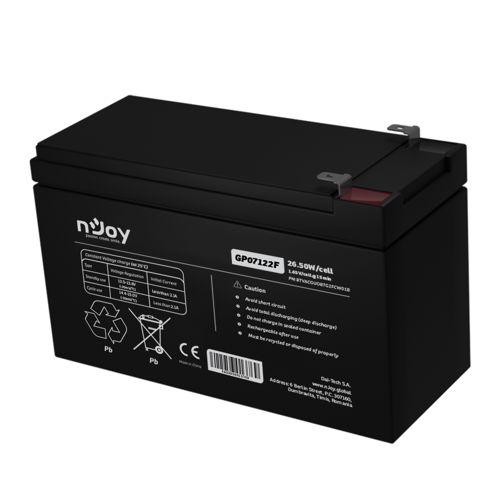 Batteria 12V 12Ah al Piombo Ermetica Per UPS Videosorveglianza Njoy  GP12122F della